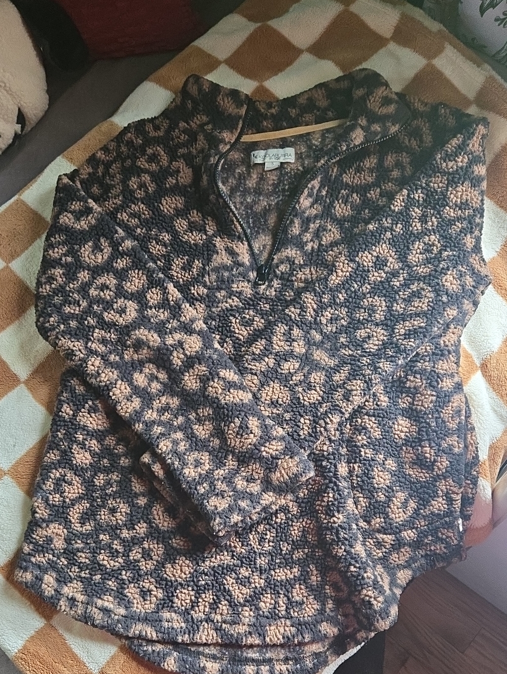 Koolaburra Leopard-Print Half-Zip Sweater - Black and Tan